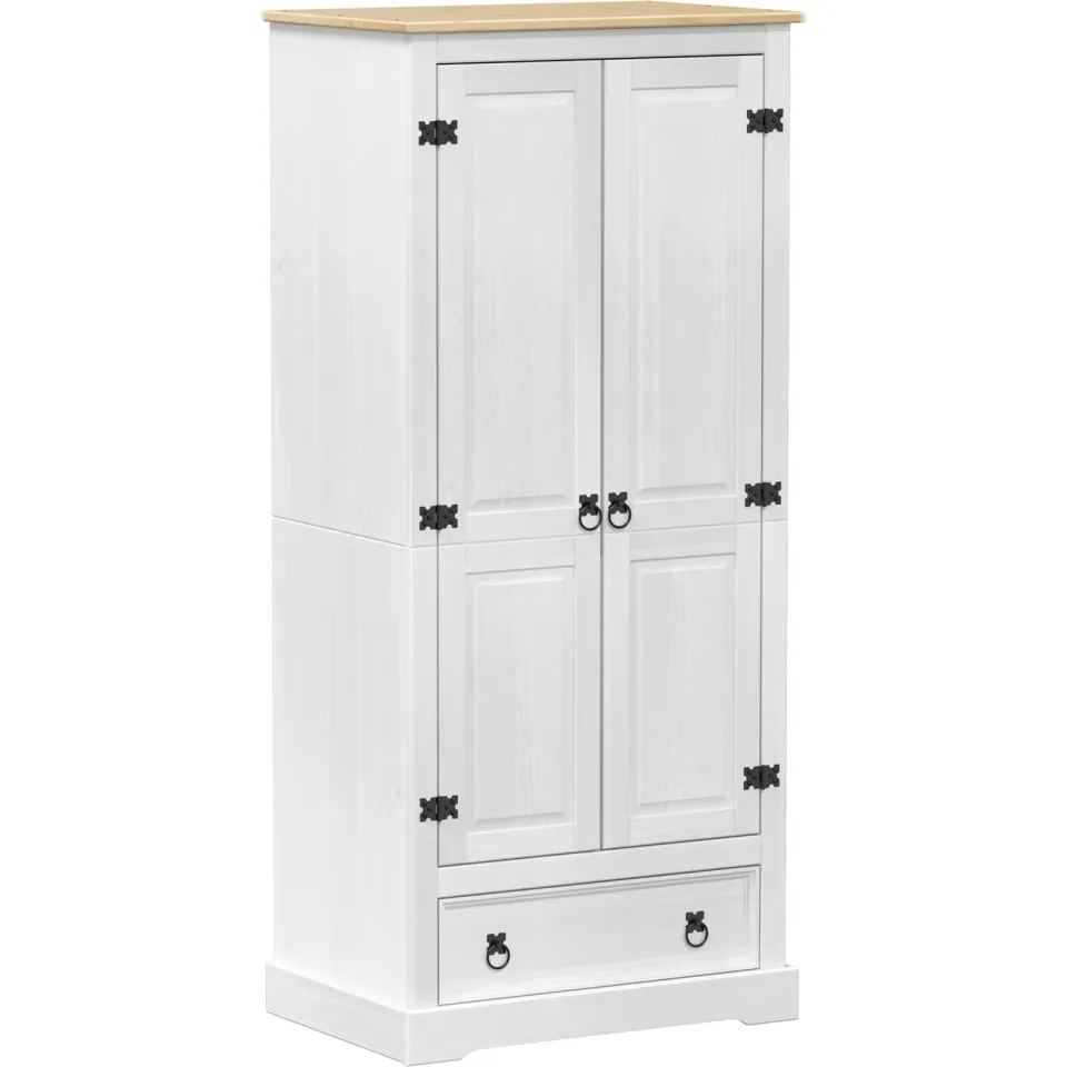 vidaXL Kasten met lade Wit 76 x 50 x 170 cm Massief grenenhout