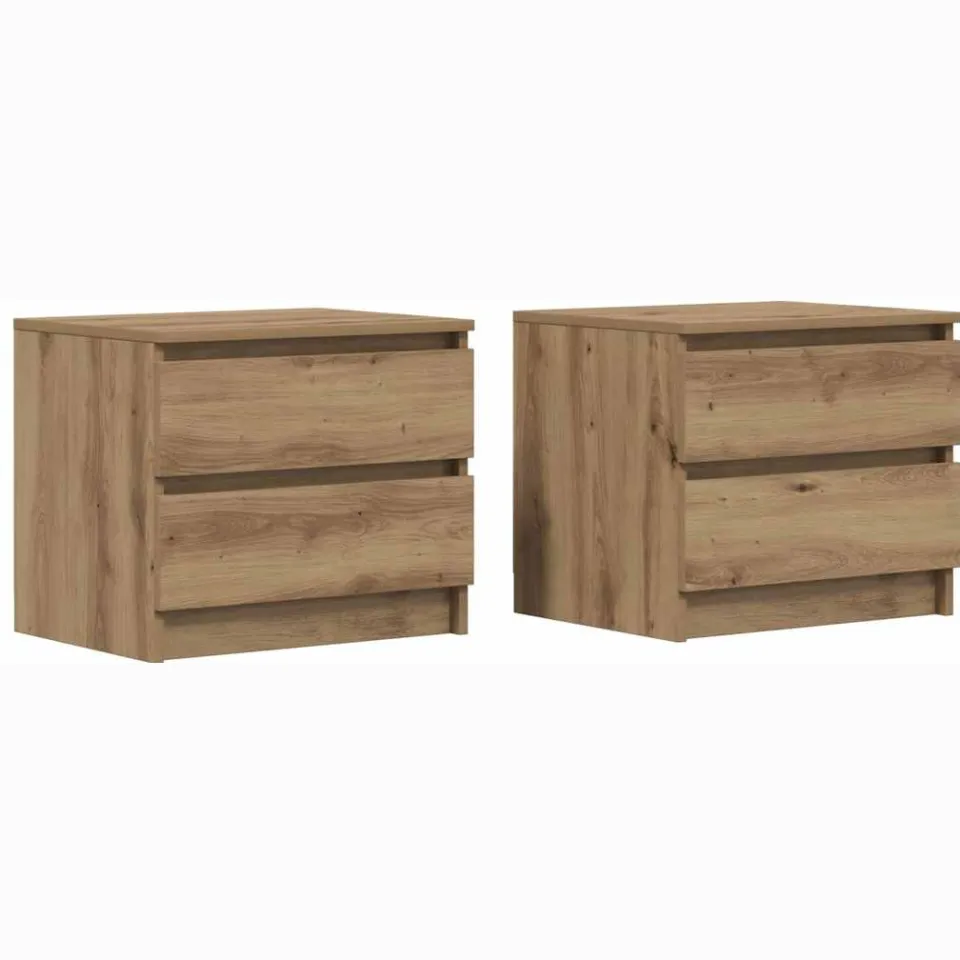vidaXL Nachtkastjes 2 st 50x40x43.5 cm bewerkt hout artisanaal eiken Bruin