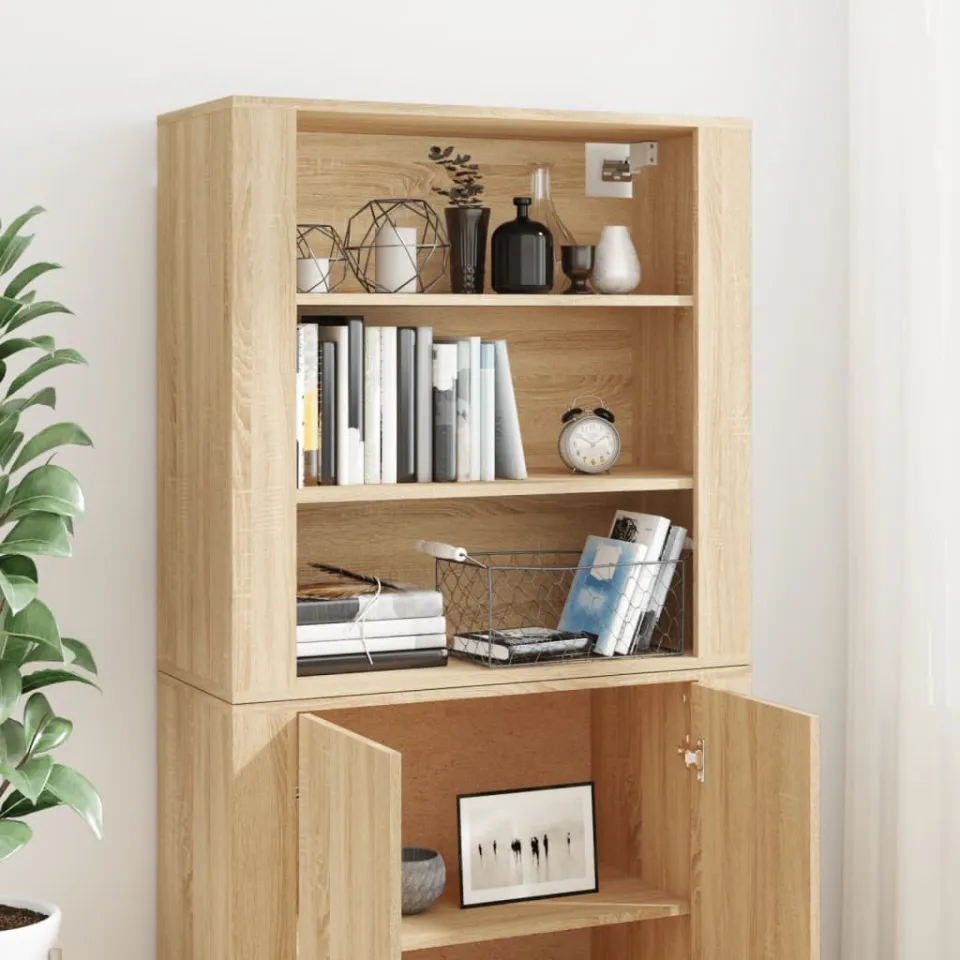 vidaXL Hoge kast bewerkt hout sonoma eikenkleurig, foto 4