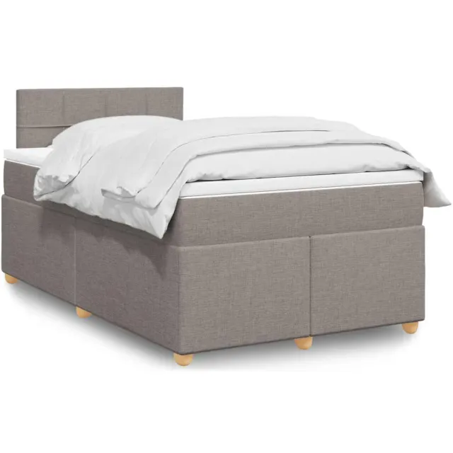 vidaXL Boxspring met matras stof taupe 120x190 cm