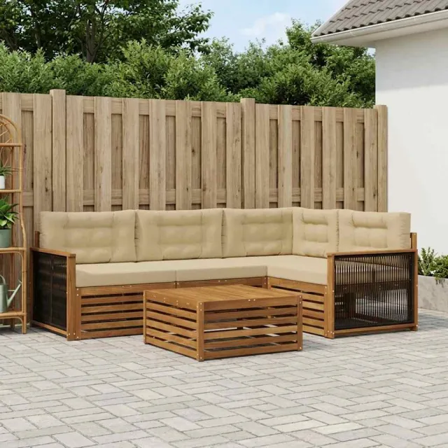 vidaXL Buiten bankenset 5 st 4-zits Natuurlijk en Beige Bruin