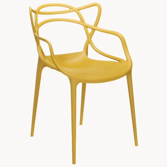 Kartell Eetstoelen Masters met armleuning, 2-delig Geel