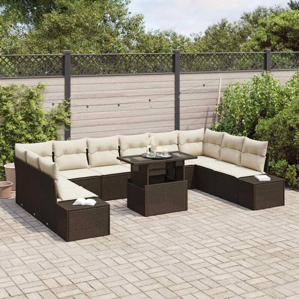 vidaXL Tuin Sofa Set 11 st Bruin poly rattan, foto 3