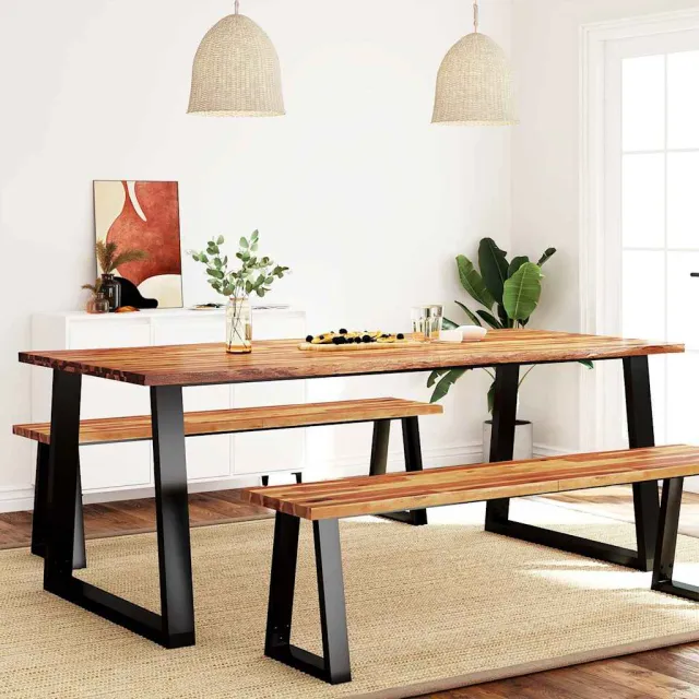 vidaXL Eettafel met natuurlijke rand 200x90x75 cm massief acaciahout bruin