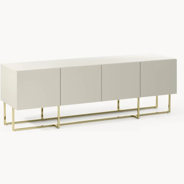 Westwing Collection Houten tv-meubel Joe Beige, Goudkleurig