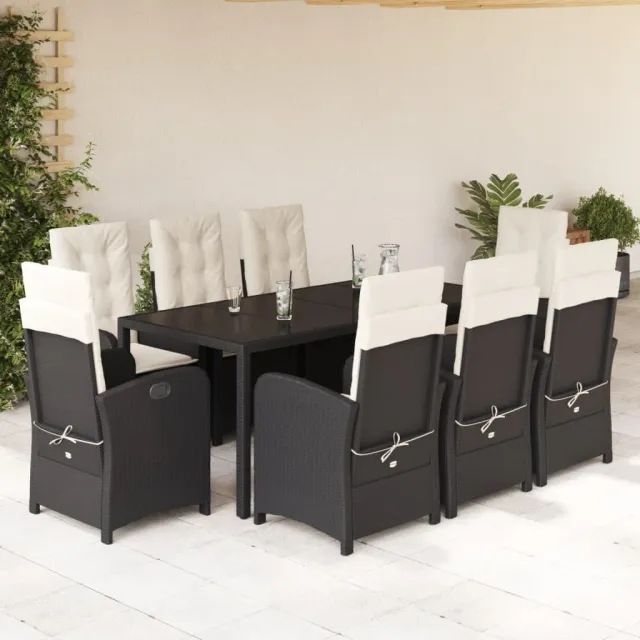 vidaXL 9-delige Tuinset poly rattan zwart, foto 2