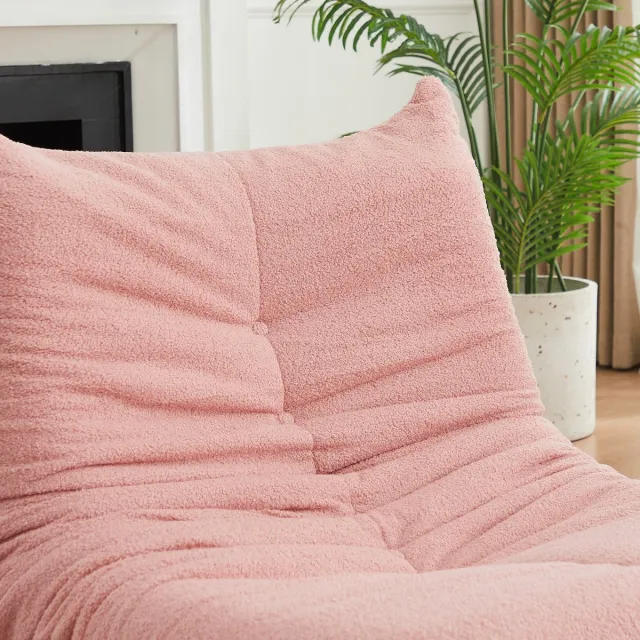 COVREO Zitzak pink pluche, met rugleuning en schuimvulling voor binnen