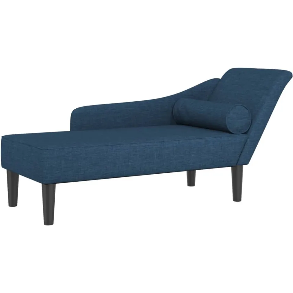 vidaXL Chaise longue met kussens stof blauw, foto 3