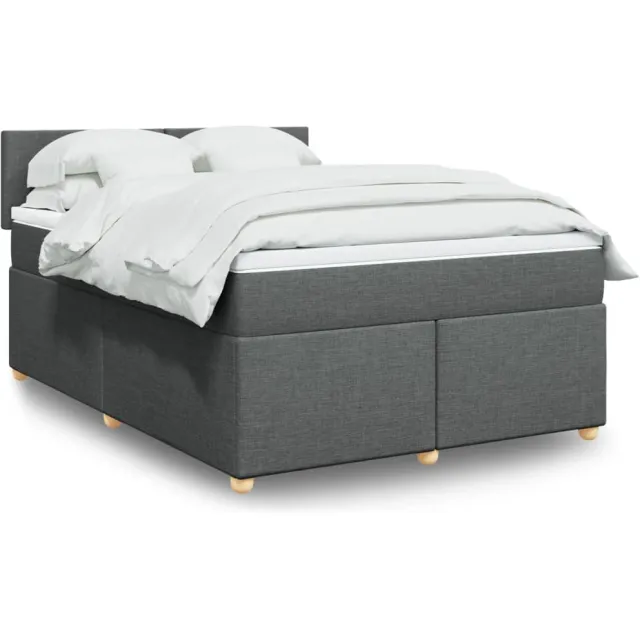 vidaXL Boxspring met matras stof donkergrijs 140x200 cm grijs