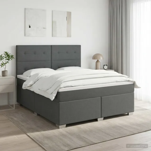 vidaXL Boxspringbed met matras Donkergrijs 140 x 190 cm Stof