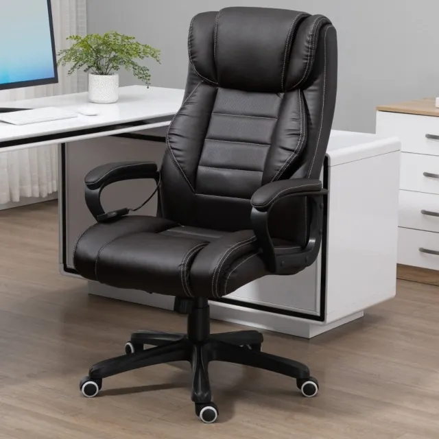 CHICFURN Bureaustoel - Vibratiemassage - Hoogteverstelbaar - Bruin Zwart