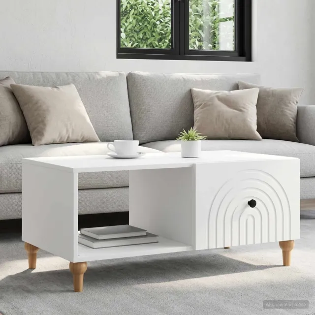 vidaXL Salontafel Wit 90 x 50 x 40 cm Bewerkt hout, foto 2