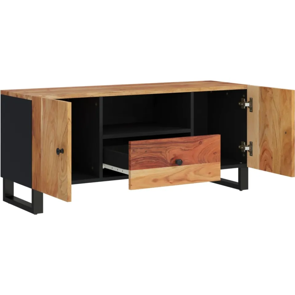 vidaXL Tv-meubel 105x33,5x46 cm massief acaciahout en bewerkt hout bruin, foto 2