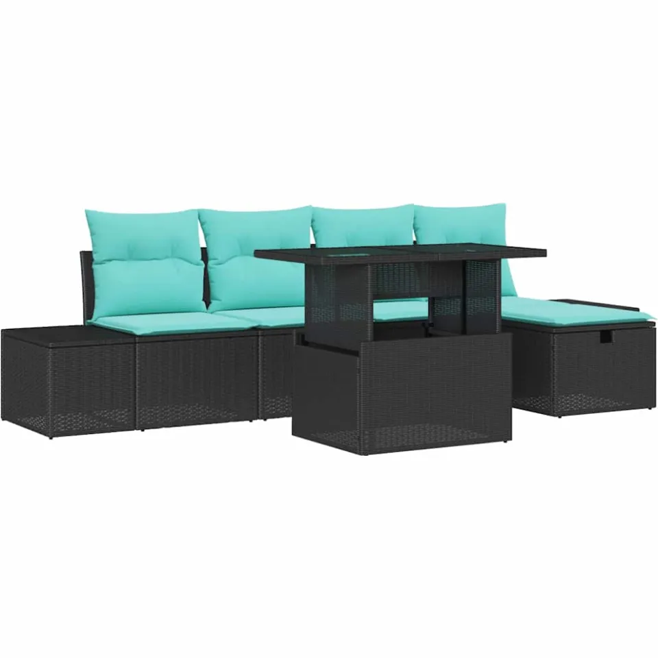 vidaXL Tuin Sofa Set 6 st poly rattan Beige