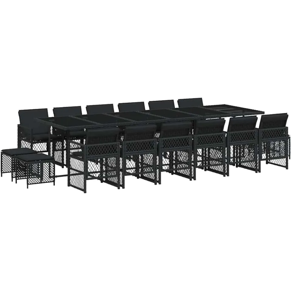 vidaXL 17-delige Tuinset met kussens poly rattan zwart, foto 4
