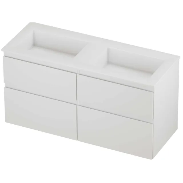 Proline Aristo Badmeubelset Polystone Elegant Dubbel 120x46x62 cm Glans Wit Mat Wit