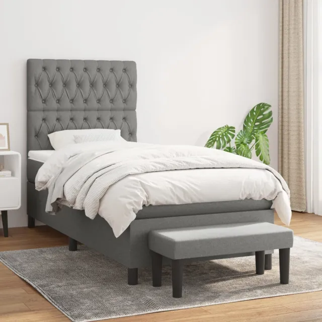 vidaXL Boxspring met matras stof donkergrijs 90x200 cm grijs