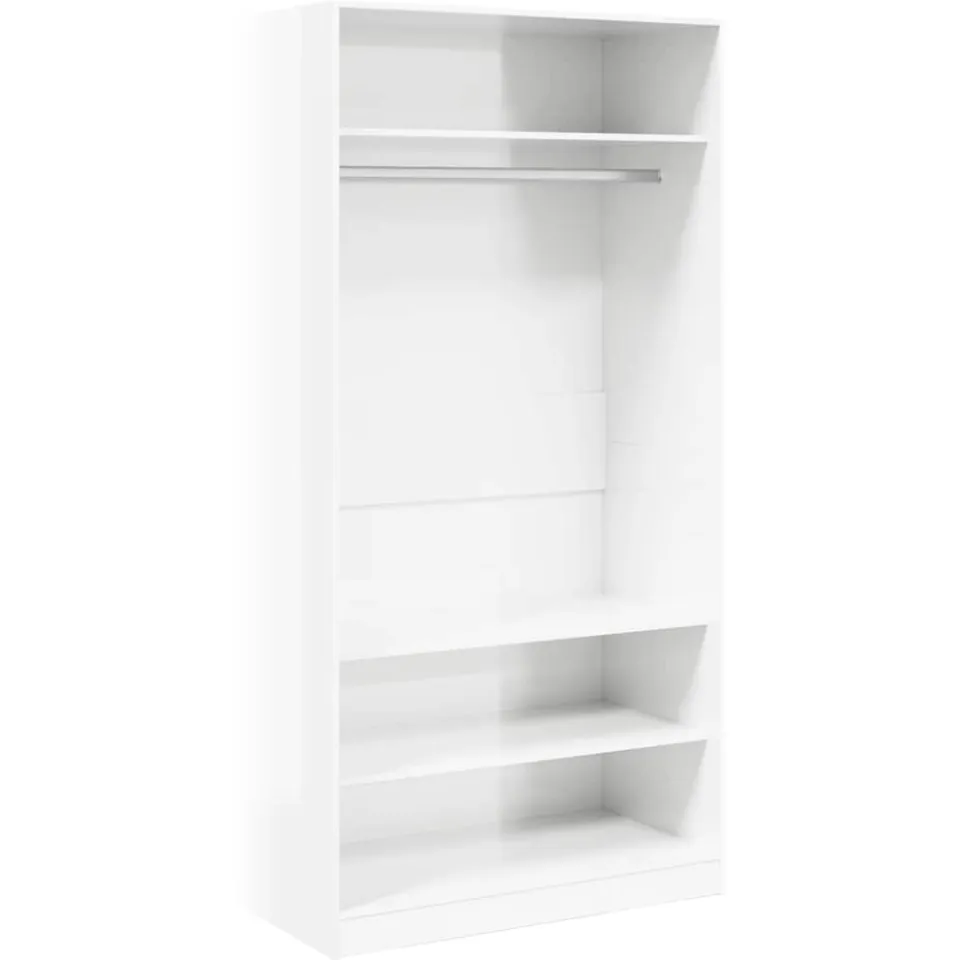 vidaXL Kledingkast 100x50x200 cm bewerkt hout hoogglans wit, foto 3