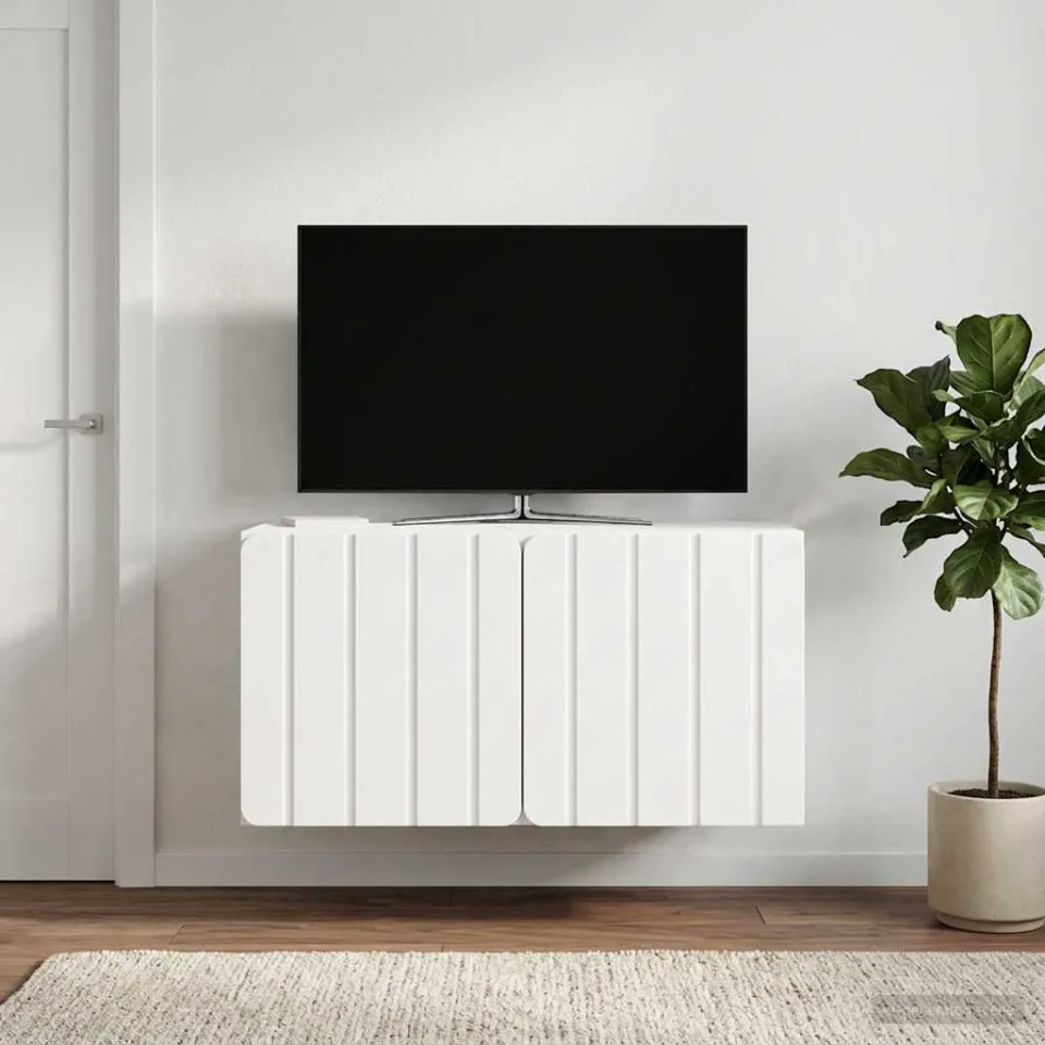 vidaXL Wandbeugel TV-kast 59,5 x 41 x 30 cm Hoogglans Wit Bewerkt hout, foto 4