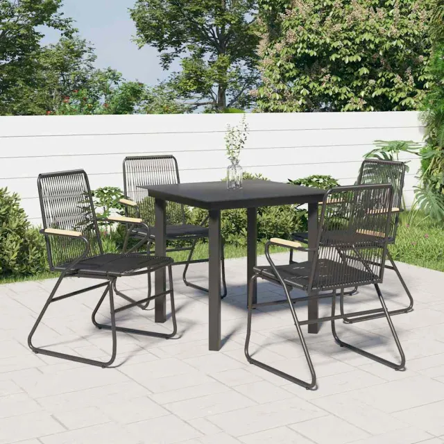 vidaXL 5-delige Tuinset PVC-rattan zwart, foto 2