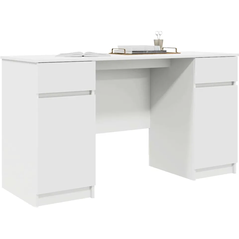 vidaXL Bureau Wit 140 x 49 x 76 cm Bewerkt hout