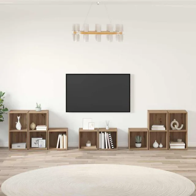 vidaXL TV-kast set 8 st 37 x 35 x 72 cm Artisan Eiken Bruin