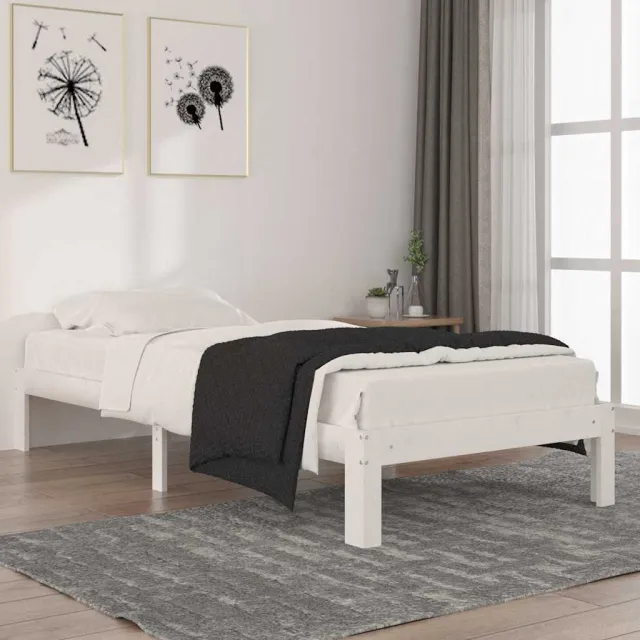 vidaXL Bedframe massief grenenhout wit 90x200 cm