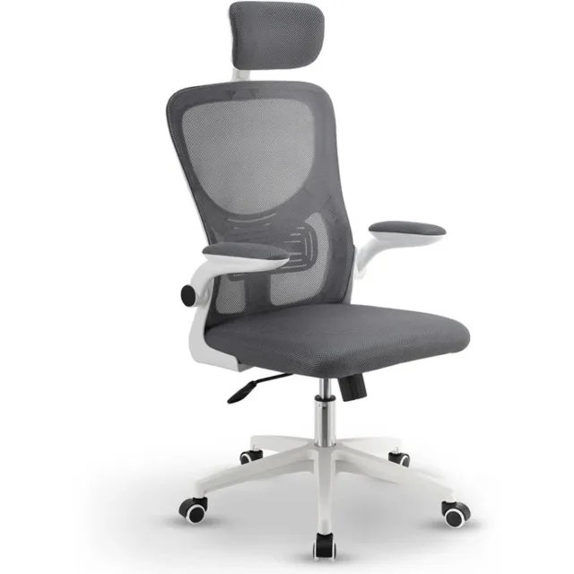 Juskys Ergonomische Bureaustoel - Baltimore - Wit / Grijs