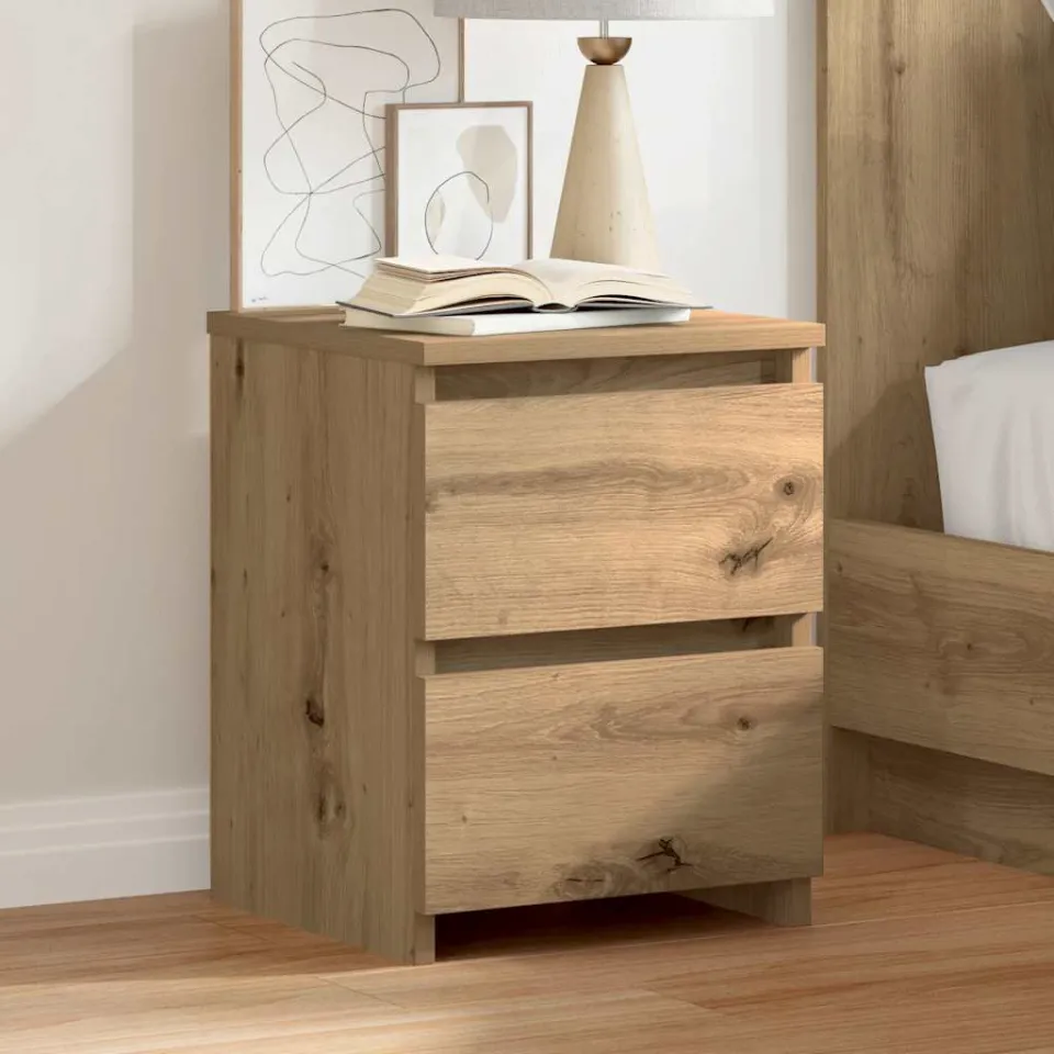 vidaXL Nachtkastjes 2 st 30x30x40cm bewerkt hout artisanaal eikenkleur, foto 4
