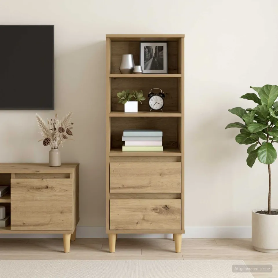 vidaXL Hoge kast Artisanaal eiken 40 x 36 x 110 cm Bewerkt hout, foto 4