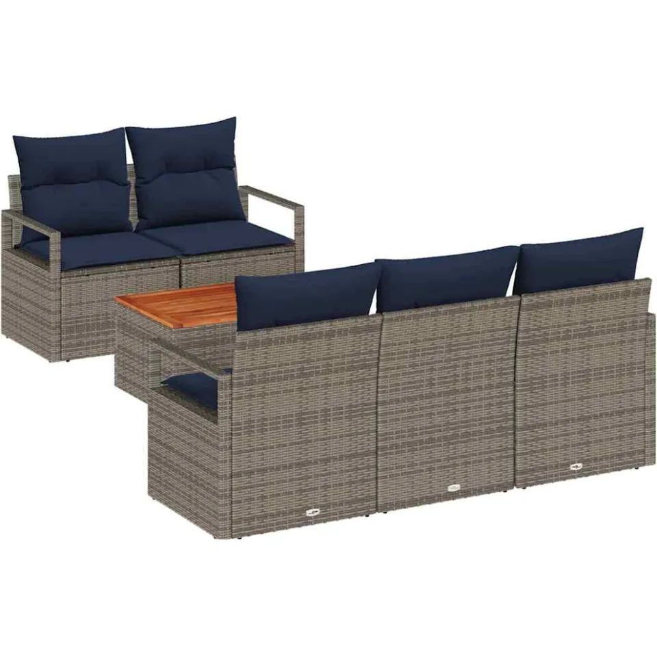vidaXL Tuinbankenset 6 st Grijs poly rattan
