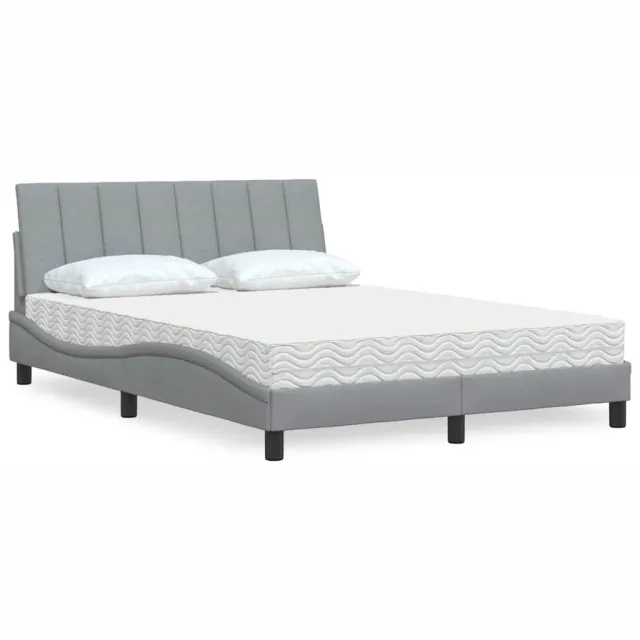 vidaXL Bed met matras "Hanko" stof lichtgrijs 120x200 cm