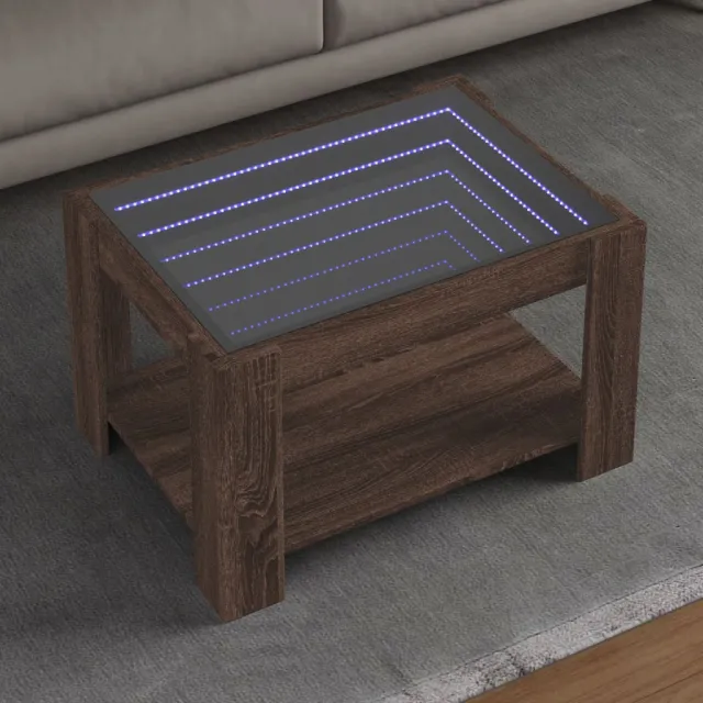 vidaXL Salontafel met LED 73x53x45 cm bewerkt hout bruin eikenkleurig, foto 2