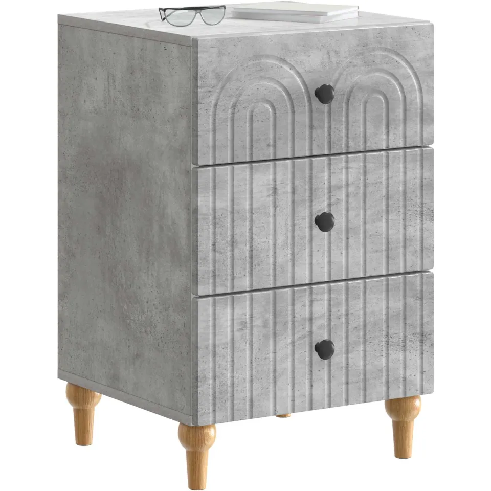 vidaXL Nachtkastje Betongrijs 43x 41 x 66,5 cm Bewerkt hout