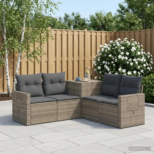 vidaXL Bankstel 5 st Grijs en Donkergrijs 179 x 179 x 85 cm