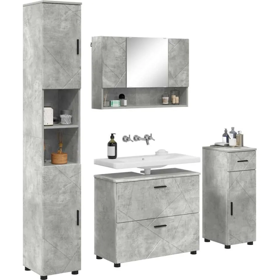 vidaXL Badkamermeubelset 4 st Beton Grijs 35 x 30 x 192 cm