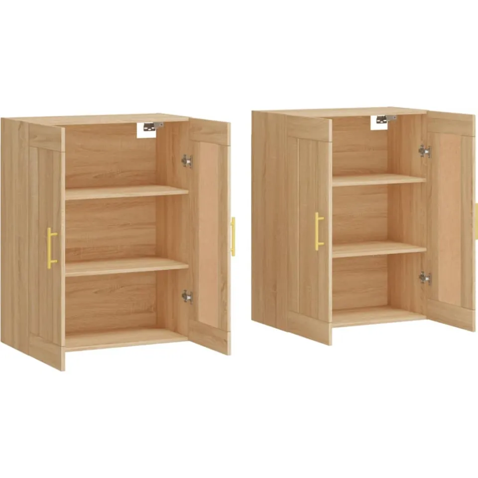 vidaXL Hangkasten 2 st bewerkt hout sonoma eikenkleurig Bruin