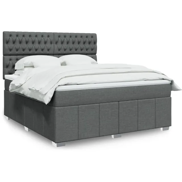 vidaXL Boxspring met matras stof donkergrijs 180x200 cm grijs
