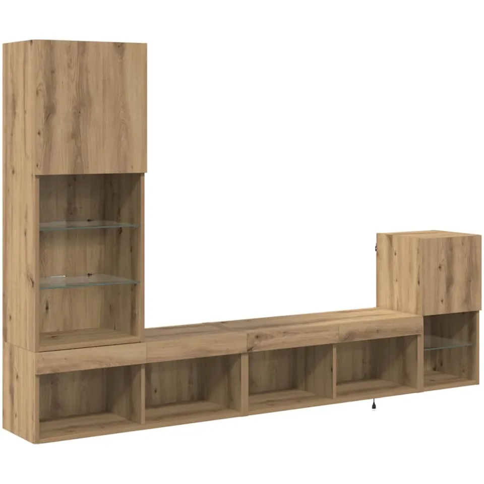 vidaXL TV Wandmeubels 4 st Artisan Eiken Bewerkt hout Bruin
