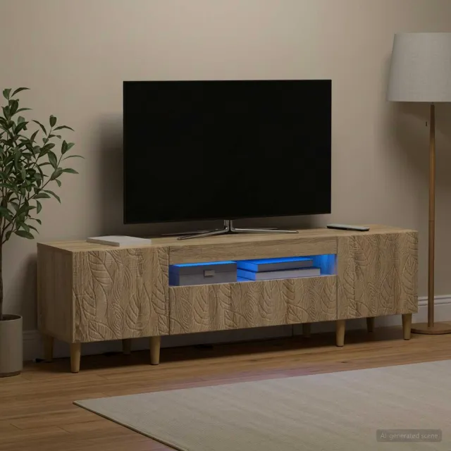 vidaXL LED tv-meubel DELFT 153 x 35 x 43 cm Sonoma Eiken Bewerkt hout