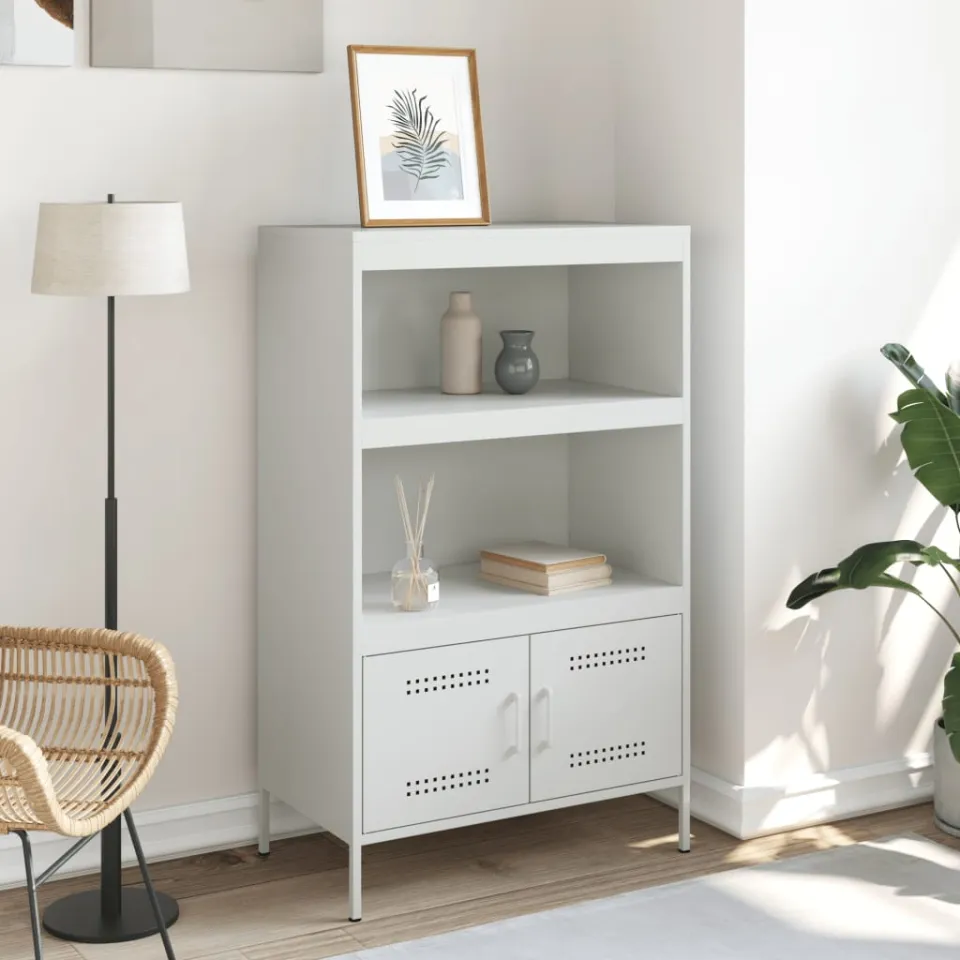 vidaXL Hoge kast 68x39x113 cm staal wit, foto 3