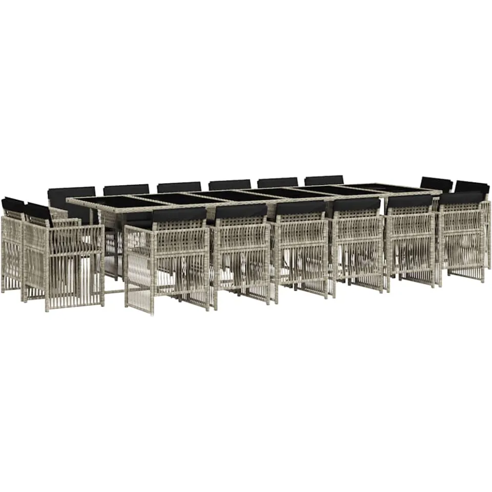 vidaXL 17-delige Tuinset met kussens poly rattan lichtgrijs