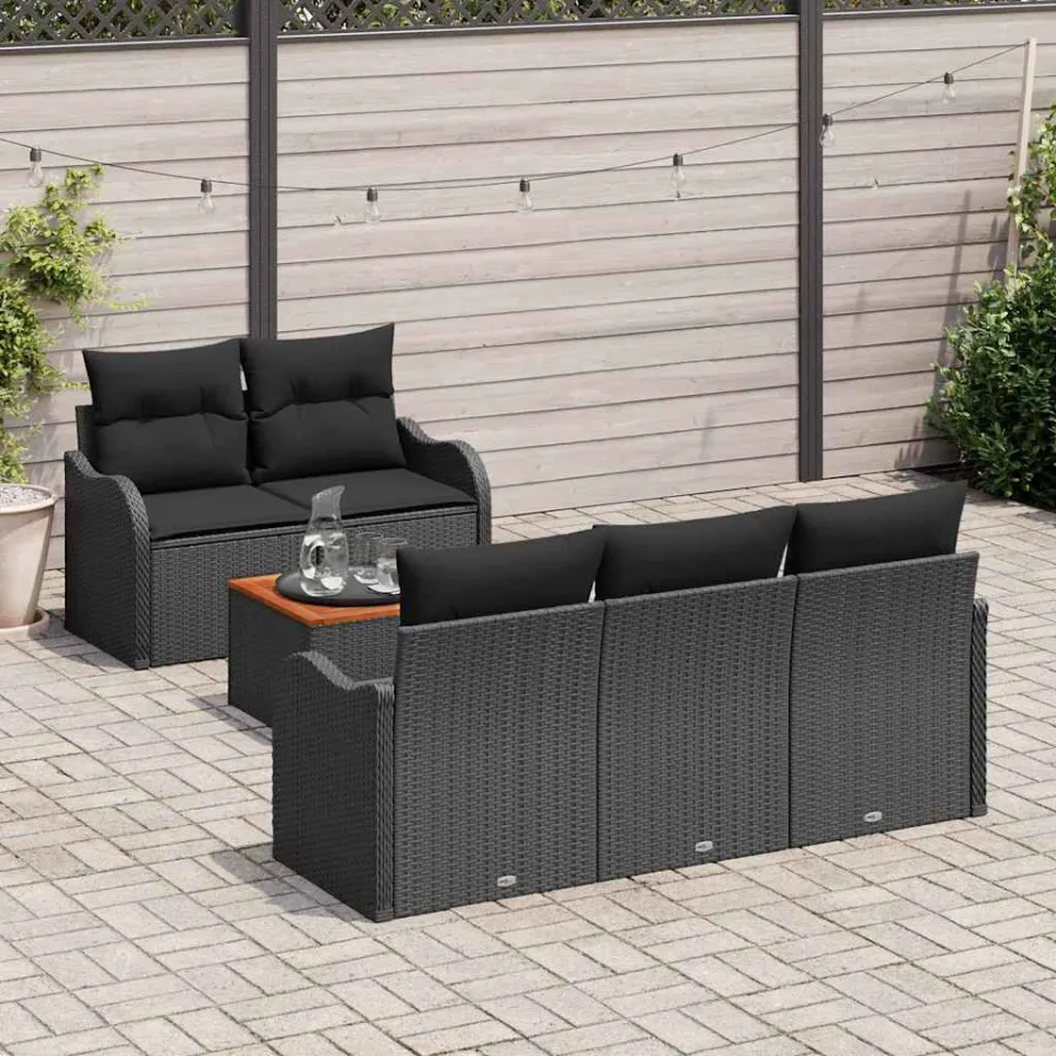 vidaXL Tuinbankenset 6 st Zwart poly rattan, foto 3