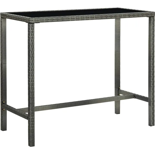 vidaXL Tuinbartafel 130x60x110 cm poly rattan en glas grijs, foto 2