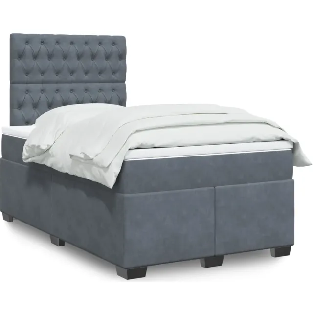 vidaXL Boxspring met matras fluweel donkergrijs 120x200 cm grijs