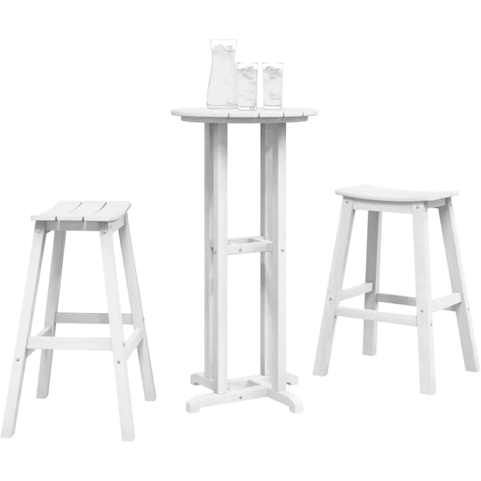 vidaXL Tuin Bar Set 3 st Wit HDPE, foto 2