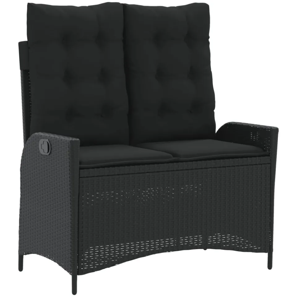 vidaXL 2-delige Tuinset met kussens poly rattan zwart, foto 4