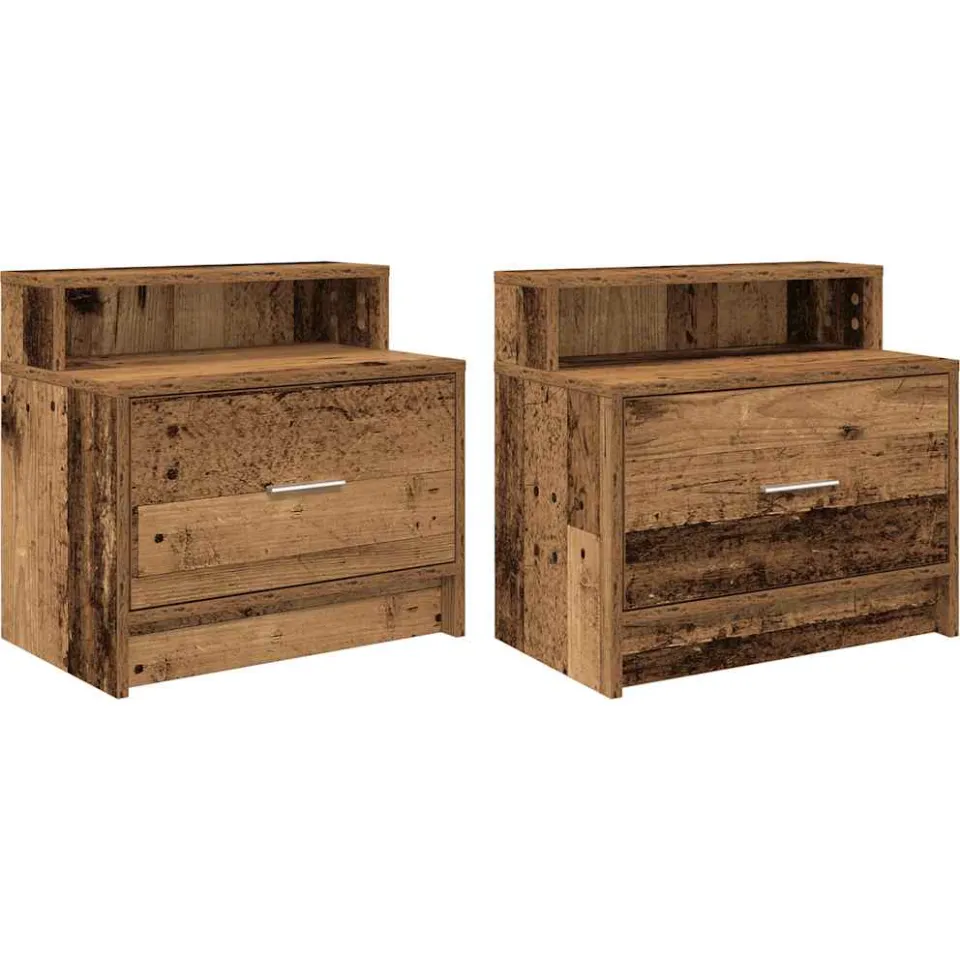 vidaXL Nachtkastjes 2 st met lade 51x31x47 cm oud houtkleurig bruin, foto 3