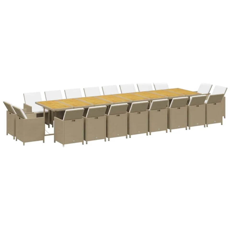 vidaXL 21-delige Tuinset met kussens poly rattan beige