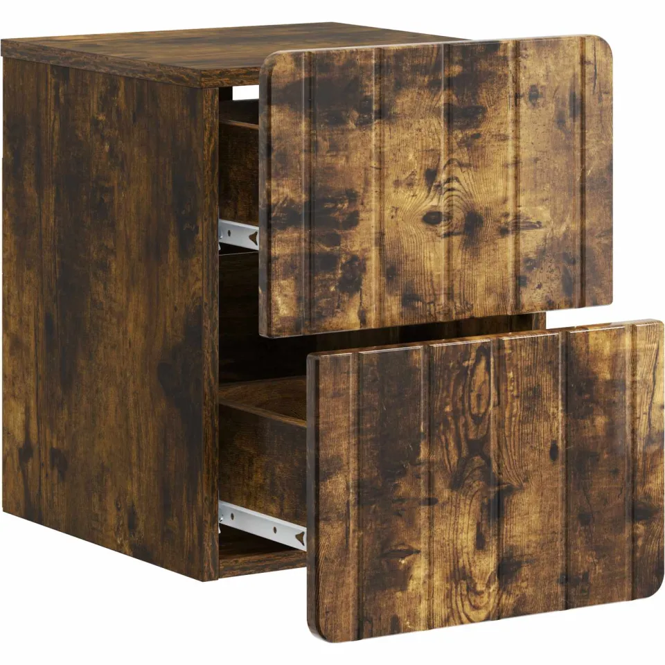 vidaXL Wandbeugel Bedkast Gerookt eiken 33 x 34,5 x 43 cm Bewerkt hout, foto 3